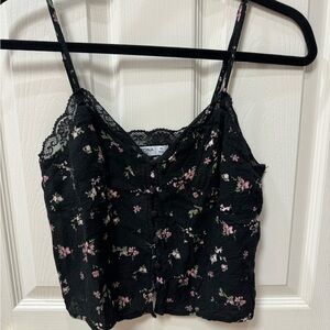Arizona black floral tank crop top size medium
